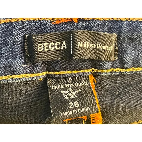 True Religion Becca Bootcut Jeans Size 26 Mid Rise Stretchy Horseshoes Western - Picture 8 of 8
